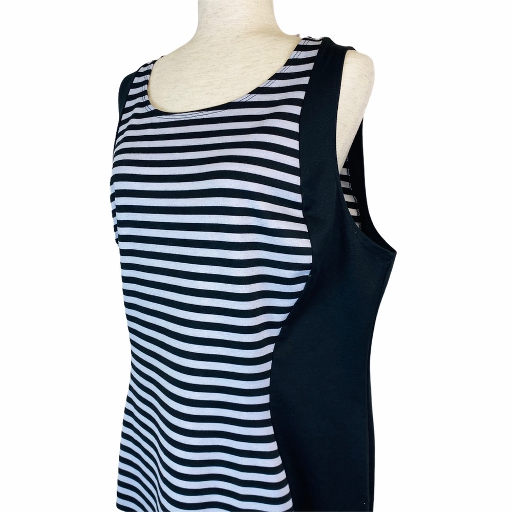 GUC Blk/Wht Striped Panel Bodycon Dress - Picture 2 of 4